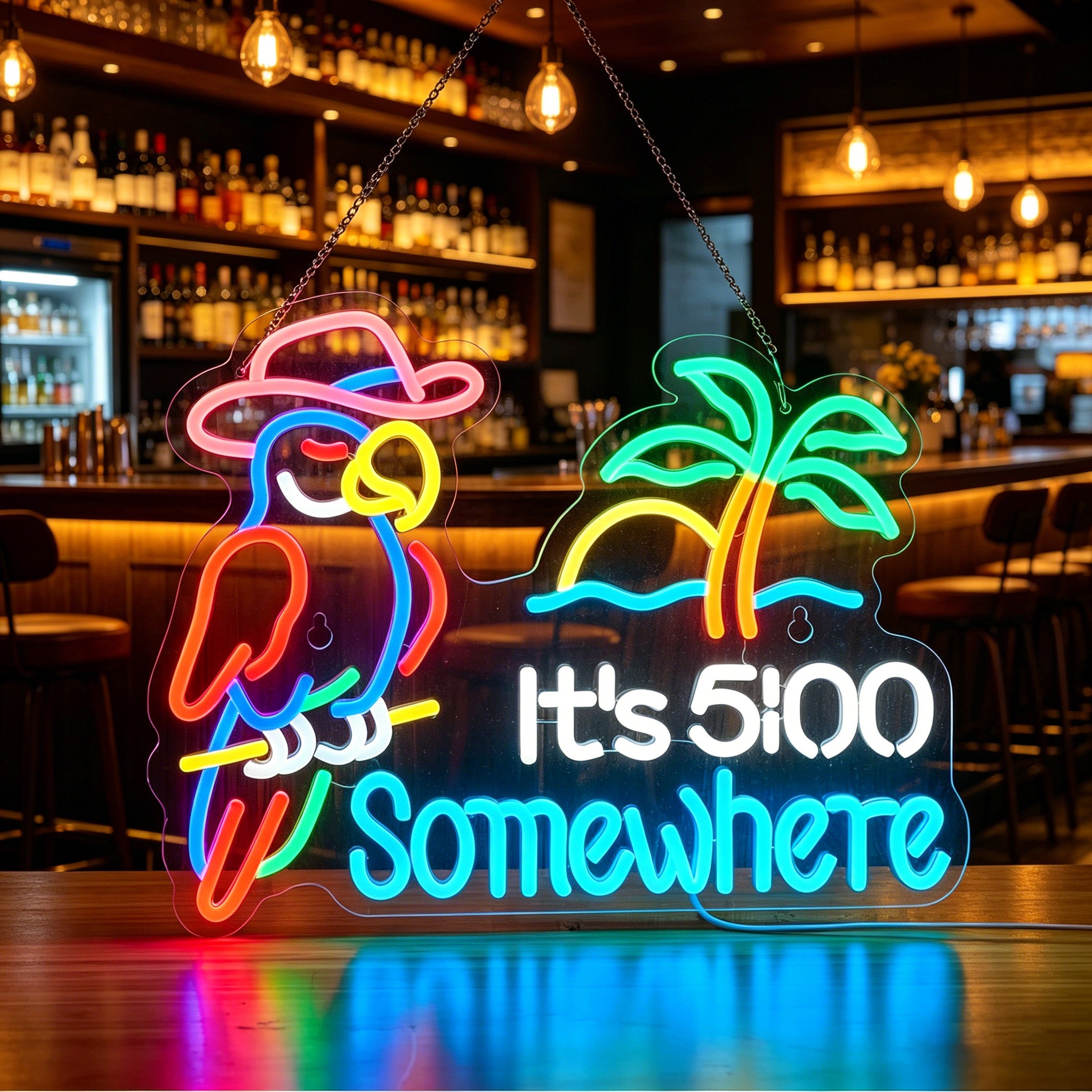 Parrot Its 5 00 O'clock Some Where Neon Sign