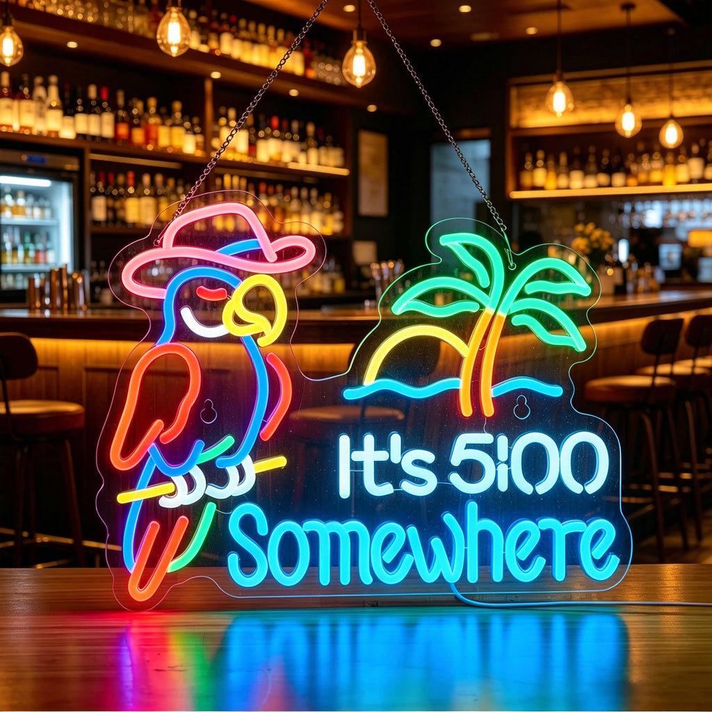 Parrot Its 5 00 O'clock Some Where Neon Sign
