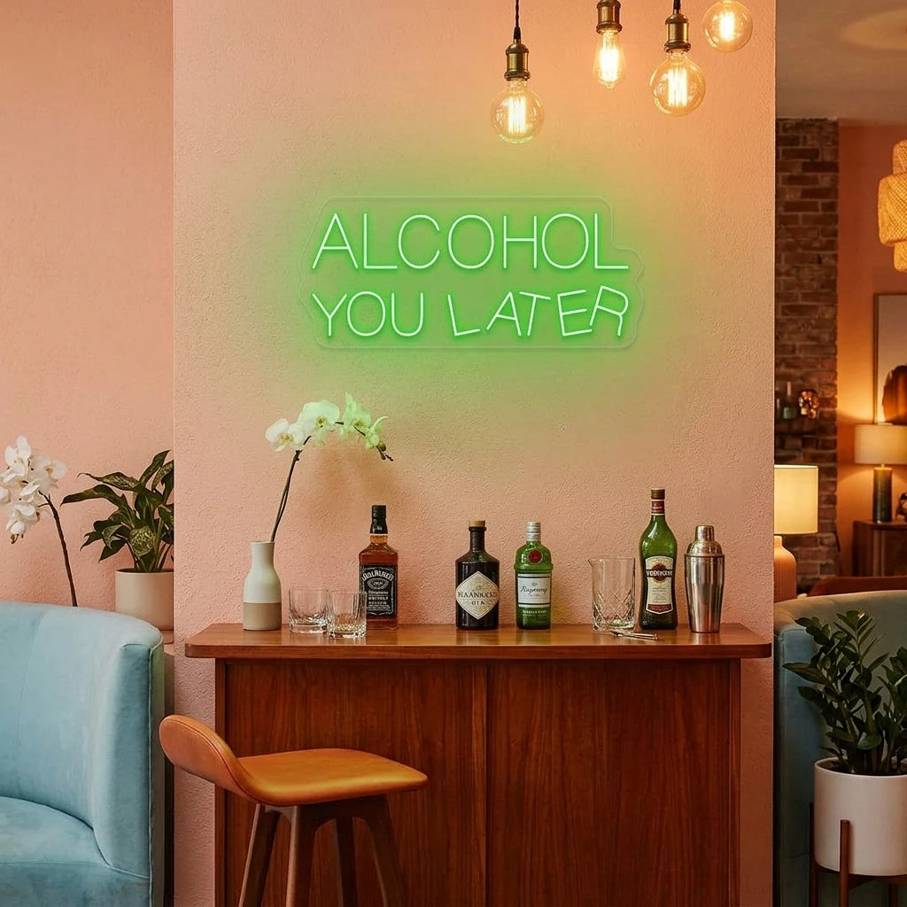 Alcohol You Later Bar Neon Sign