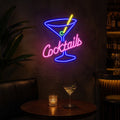 Cocktails Glass Bar Neon Sign