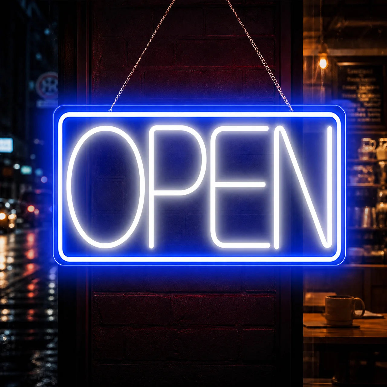 White OPEN Neon