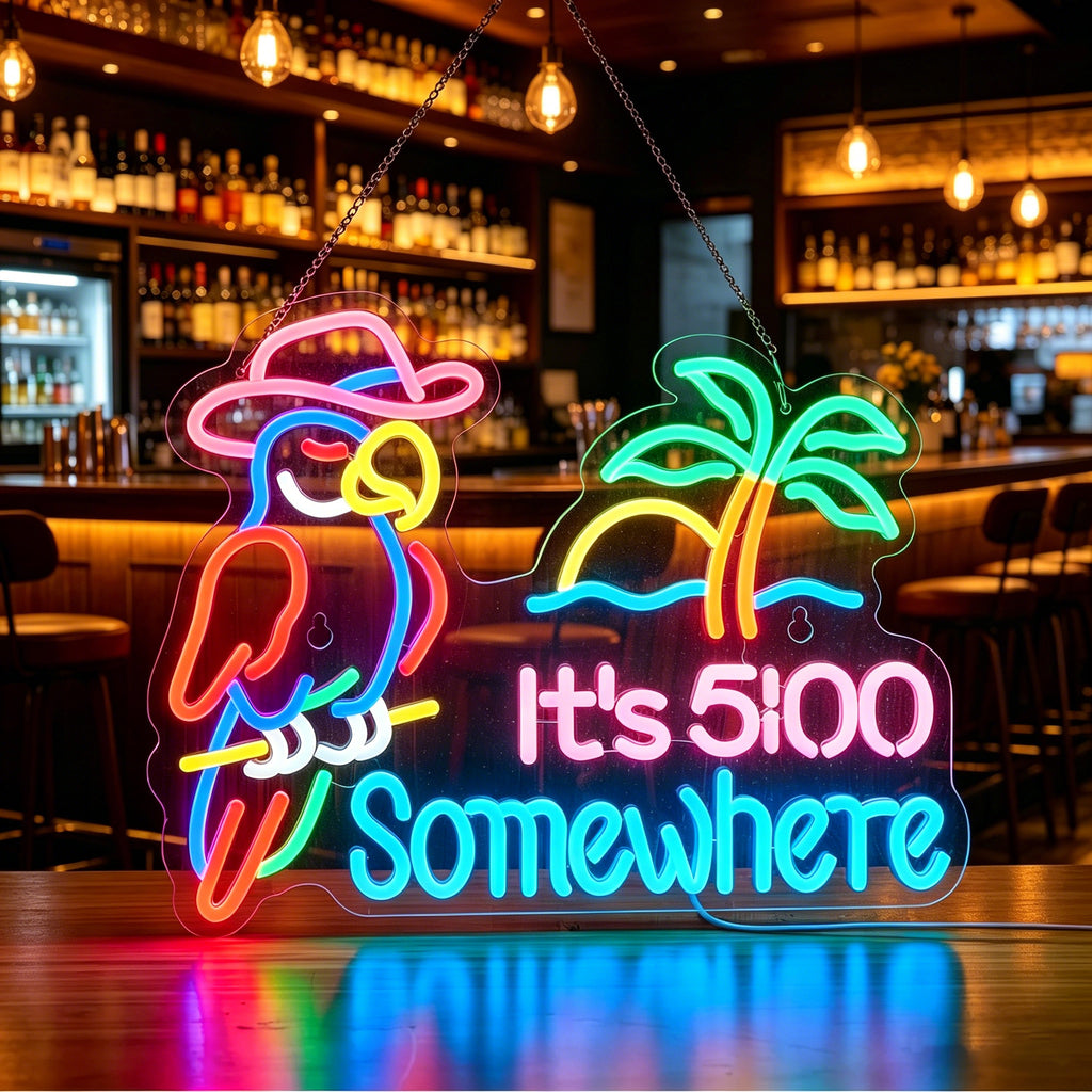 Parrot Its 5 00 O'clock Some Where Neon Sign
